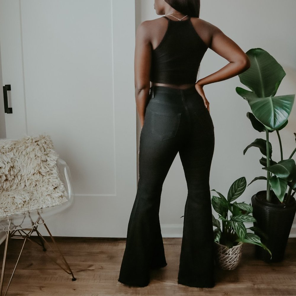 Wide Flare Black Denim